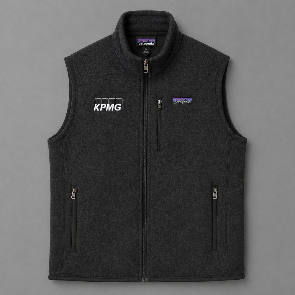 Patagonia Better Sweater Fleece Vest Mens Medium Black KPMG Corporate Logo 25882
